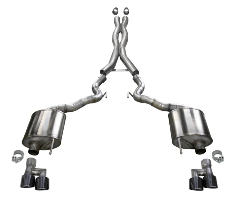 Ford Mustang Performance Exhaust - Rear - CORSA Performance - Cat-Back Sport Dual Rear Exit - Black - `18-`23